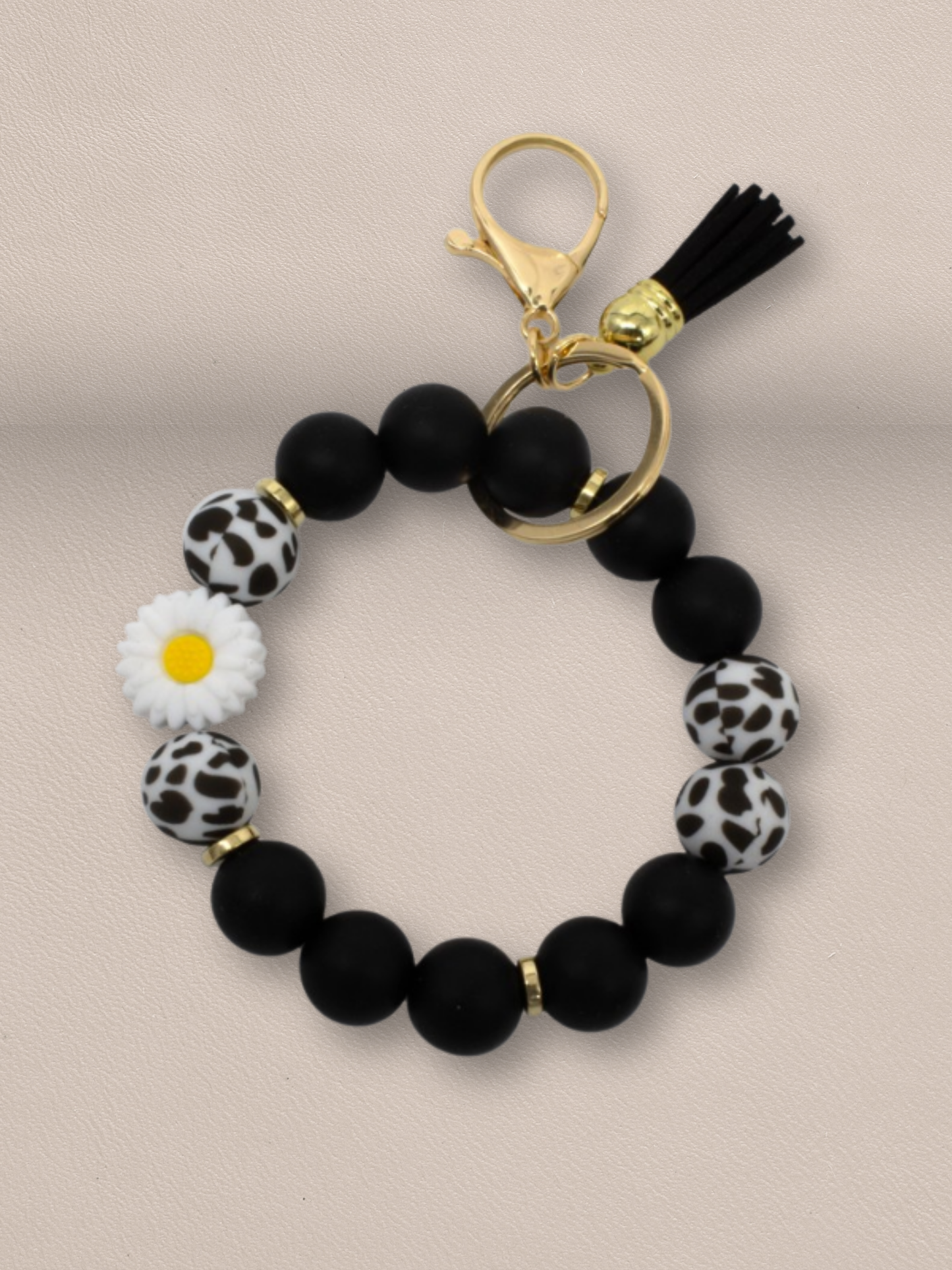 Beaded Daisy Flower Bracelet Keychain