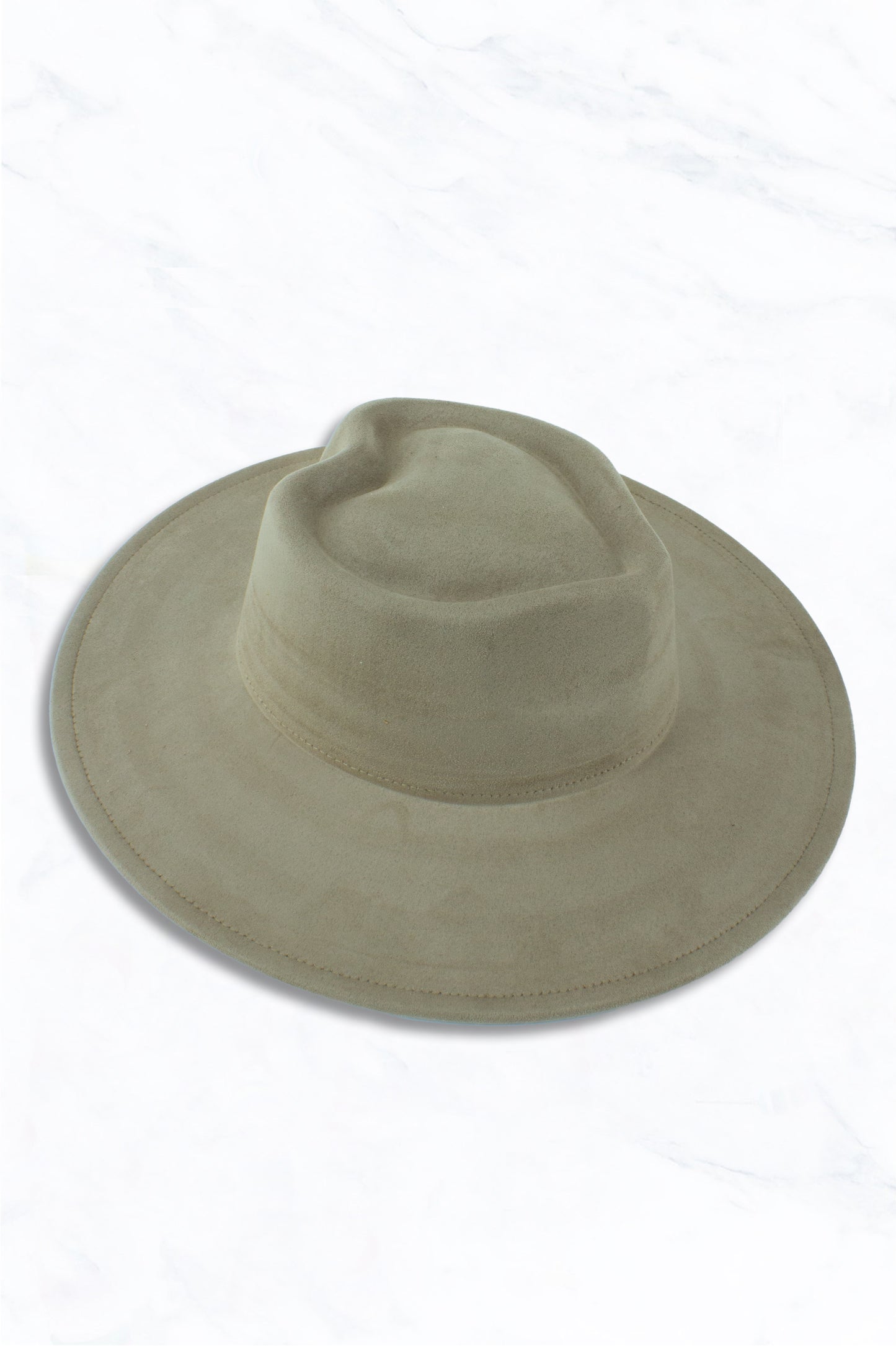 Suede Wide Brim Fedora Hat with Heart Pinched Crown