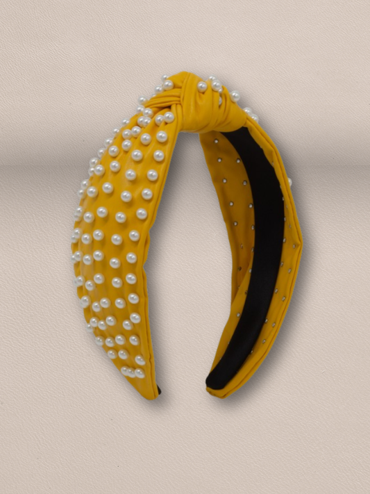 Elegant Leather Pearl Headband