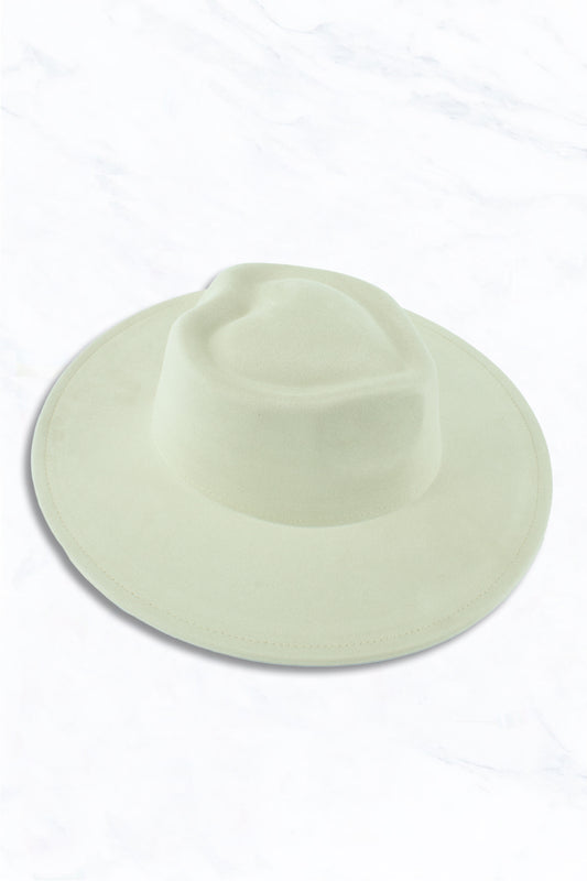 Suede Wide Brim Fedora Hat with Heart Pinched Crown